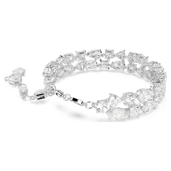 Mesmera-armband met gemengde slijpvormen, wit, gerhodineerd Mesmera-armband met gemengde slijpvormen, wit, gerhodineerd