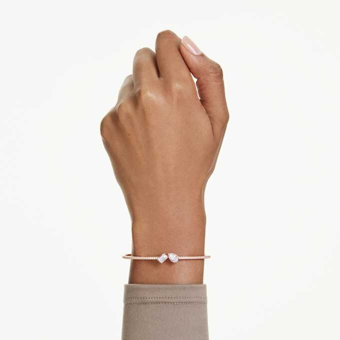 Mesmera-armband met gemengde slijpvormen, wit, roségoudkleurig verguld Mesmera-armband met gemengde slijpvormen, wit, roségoudkleurig verguld
