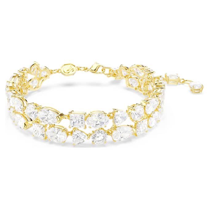 Mesmera-armband met gemengde slijpvormen, wit, verguld Mesmera-armband met gemengde slijpvormen, wit, verguld