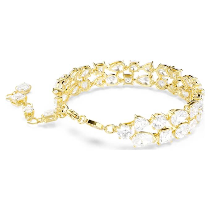 Mesmera-armband met gemengde slijpvormen, wit, verguld Mesmera-armband met gemengde slijpvormen, wit, verguld