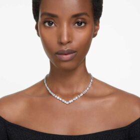 Mesmera-ketting met gemengde slijpvormen, wit, gerhodineerd