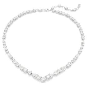 Mesmera-ketting met gemengde slijpvormen, wit, gerhodineerd