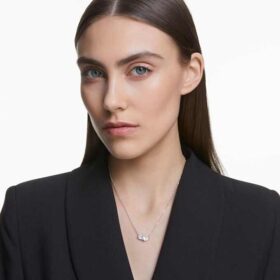 Mesmera-ketting met hart, wit, gerhodineerd