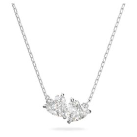 Mesmera-ketting met hart, wit, gerhodineerd
