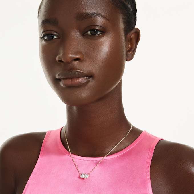 Mesmera-ketting met hart, wit, verguld Mesmera-ketting met hart, wit, verguld