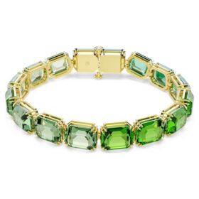 Millenia-armband met achthoekige slijpvorm, kleurverloop, groen, verguld