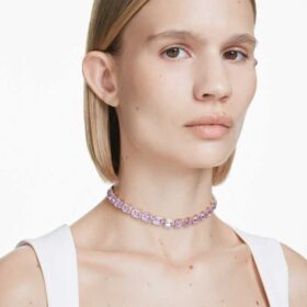 Millenia-choker met achthoekige slijpvorm, paars, verguld