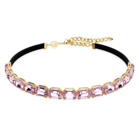 Millenia-choker met achthoekige slijpvorm, paars, verguld