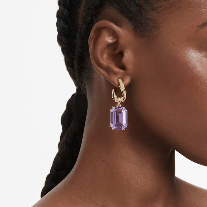 Millenia druppeloorbellen met achthoekige slijpvorm, paars, verguld Millenia druppeloorbellen met achthoekige slijpvorm, paars, verguld