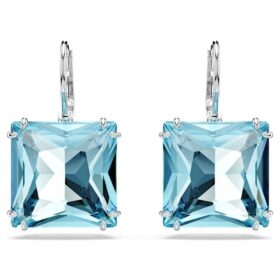 Millenia druppeloorbellen met vierkante slijpvorm, blauw, gerhodineerd