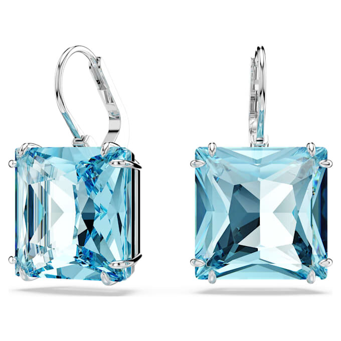 Millenia druppeloorbellen met vierkante slijpvorm, blauw, gerhodineerd Millenia druppeloorbellen met vierkante slijpvorm, blauw, gerhodineerd