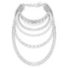 Millenia gelaagde ketting met gemengde slijpvormen, wit, gerhodineerd Millenia gelaagde ketting met gemengde slijpvormen, wit, gerhodineerd