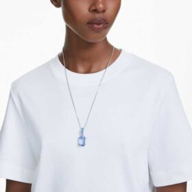 Millenia-hanger met achthoekige slijpvorm, blauw, gerhodineerd