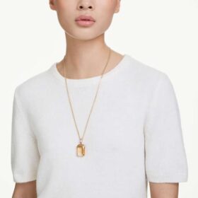 Millenia-hanger met achthoekige slijpvorm, karamelkleurig, verguld