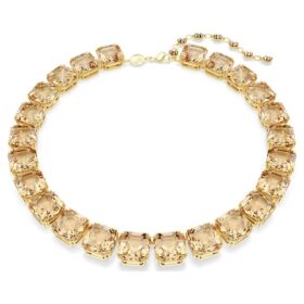 Millenia-ketting met achthoekige slijpvorm, karamelkleurig, verguld