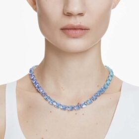 Millenia-ketting met achthoekige slijpvorm, kleurverloop, blauw, gerhodineerd