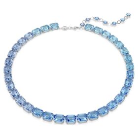 Millenia-ketting met achthoekige slijpvorm, kleurverloop, blauw, gerhodineerd