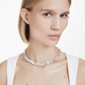 Millenia-ketting met achthoekige slijpvorm, wit, gerhodineerd