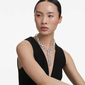 Millenia-ketting met gemengde slijpvormen, wit, gerhodineerd