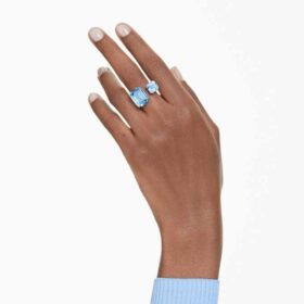 Millenia open ring met achthoekige slijpvorm, blauw, gerhodineerd Millenia open ring met achthoekige slijpvorm, blauw, gerhodineerd