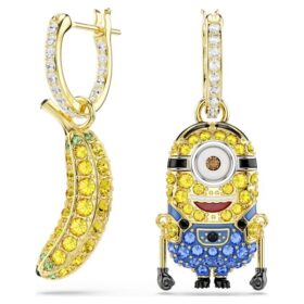 Minions Stuart en Banana oorbellen met pavé, mini, veelkleurig, verguld
