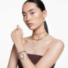 Numina-armband met ronde slijpvorm, wit, verguld