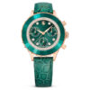 Octea Chrono-horloge, Swiss Made, leren band, groen, roségoudkleurige afwerking