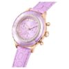 Octea Chrono-horloge Swiss Made, leren band, paars, roségoudkleurige afwerking