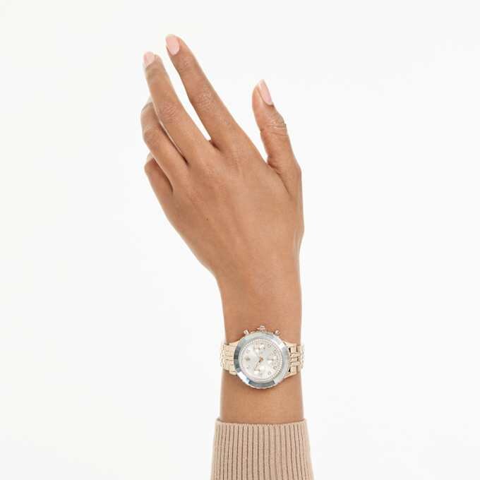 Octea Chrono-horloge, Swiss Made, metalen armband, goudkleurig, champagnekleurige afwerking Octea Chrono-horloge, Swiss Made, metalen armband, goudkleurig, champagnekleurige afwerking