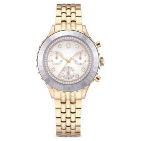 Octea Chrono-horloge, Swiss Made, metalen armband, goudkleurig, champagnekleurige afwerking