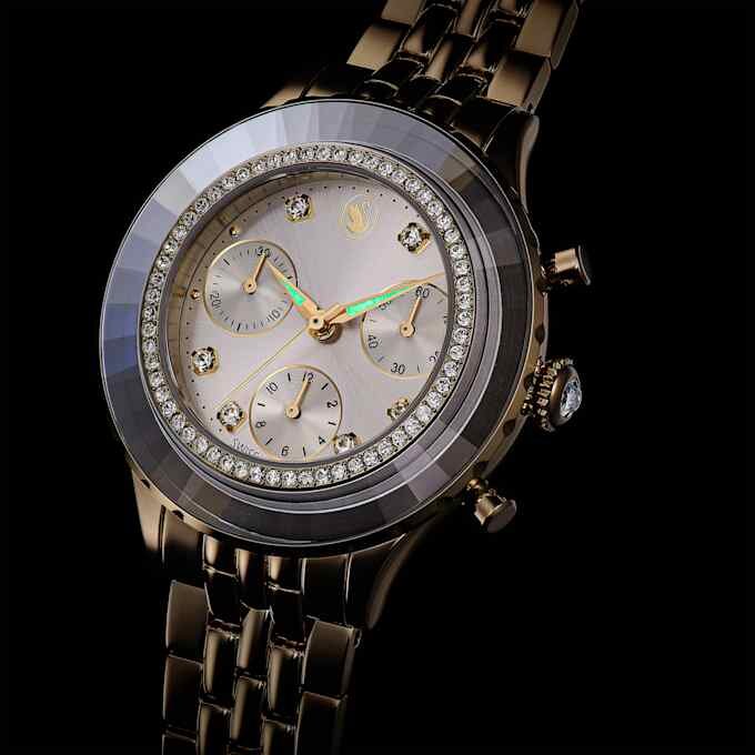 Octea Chrono-horloge, Swiss Made, metalen armband, goudkleurig, champagnekleurige afwerking Octea Chrono-horloge, Swiss Made, metalen armband, goudkleurig, champagnekleurige afwerking