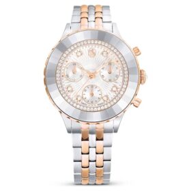 Octea Chrono-horloge Swiss Made, metalen armband, roségoudkleurig, afwerking van gemengd metaal