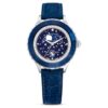 Octea Moon Horloge Swiss Made, Moon, leren band, blauw, roestvrij staal