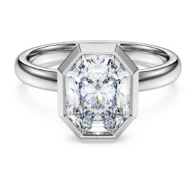 Ring met achthoekige bezel, in het laboratorium gekweekte diamanten 2,0 karaat in totaal, achthoekige vorm, 14K witgoud