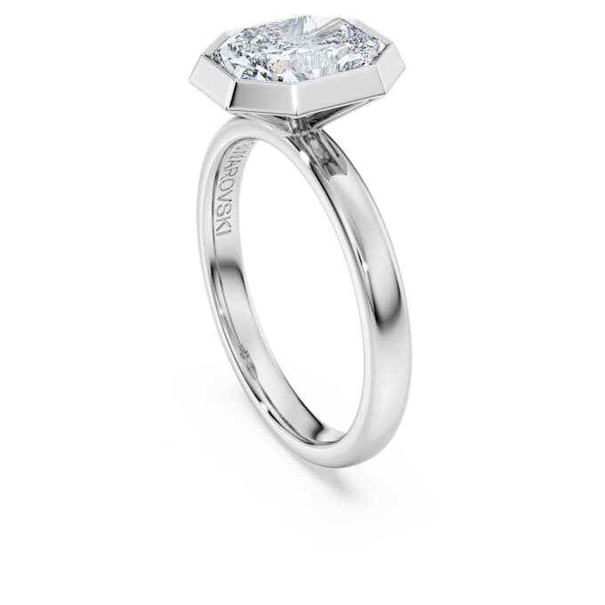 Ring met achthoekige bezel, in het laboratorium gekweekte diamanten 2,0 karaat in totaal, achthoekige vorm, 14K witgoud Ring met achthoekige bezel, in het laboratorium gekweekte diamanten 2,0 karaat in totaal, achthoekige vorm, 14K witgoud