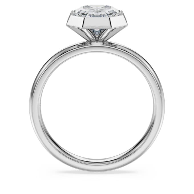 Ring met achthoekige bezel, in het laboratorium gekweekte diamanten 2,0 karaat in totaal, achthoekige vorm, 14K witgoud Ring met achthoekige bezel, in het laboratorium gekweekte diamanten 2,0 karaat in totaal, achthoekige vorm, 14K witgoud
