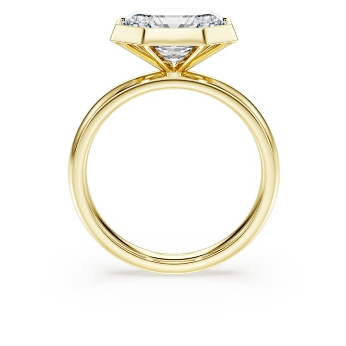 Ring met achthoekige zetting, in het laboratorium gekweekte diamanten 3,0 karaat in totaal, achthoekige vorm, 14-karaats geelgoud Ring met achthoekige zetting, in het laboratorium gekweekte diamanten 3,0 karaat in totaal, achthoekige vorm, 14-karaats geelgoud