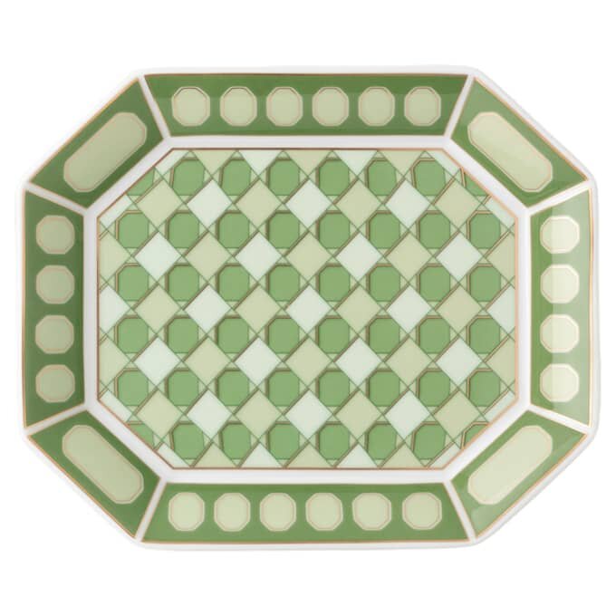 Signum-dienblad van porselein, klein, groen Signum-dienblad van porselein, klein, groen