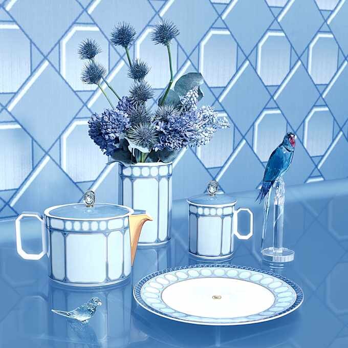 Signum-dinerbord van porselein, blauw Signum-dinerbord van porselein, blauw