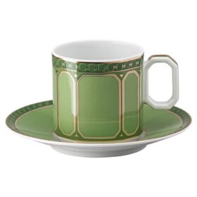 Signum espressokopje met schoteltje, porselein, groen