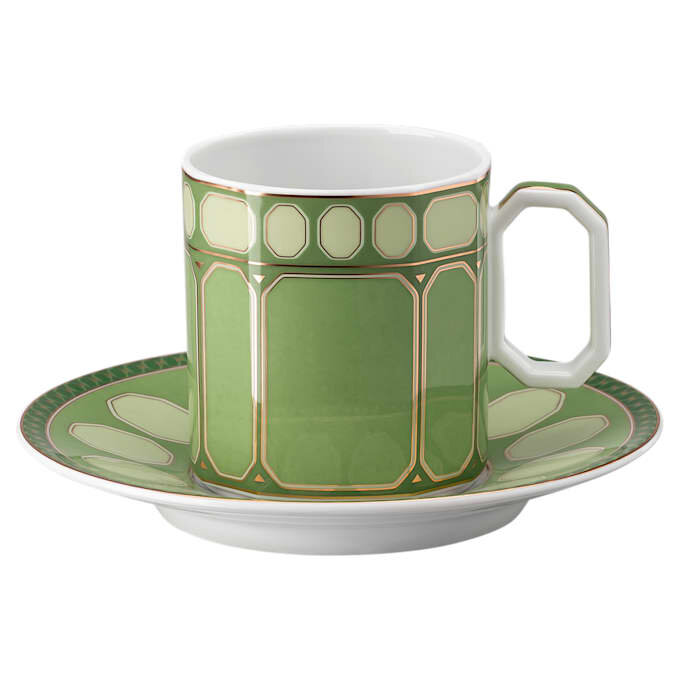 Signum koffiekopje met schoteltje, porselein, groen Signum koffiekopje met schoteltje, porselein, groen