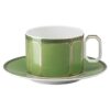 Signum-kopje met schoteltje, porselein, groen Signum-kopje met schoteltje, porselein, groen