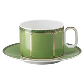 Signum-kopje met schoteltje, porselein, groen
