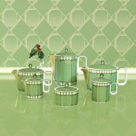 Signum-theepot van porselein, groot, groen