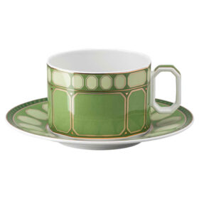 Signum-theekopje met schoteltje, porselein, groen Signum-theekopje met schoteltje, porselein, groen