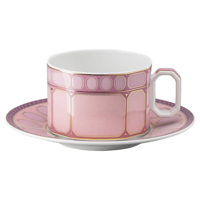 Signum-theekopje met schoteltje, porselein, roze Signum-theekopje met schoteltje, porselein, roze