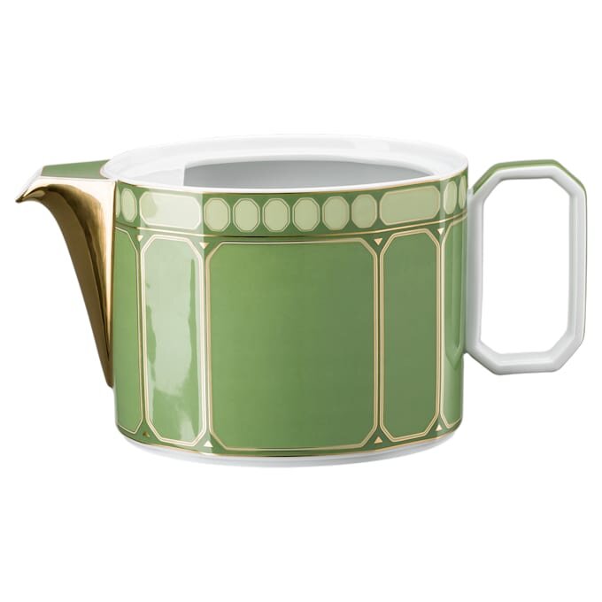 Signum-theepot van porselein, groot, groen Signum-theepot van porselein, groot, groen