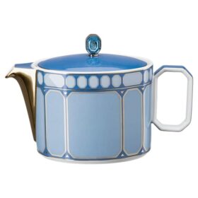 Signum-theepot van porselein, klein, blauw