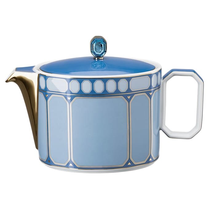 Signum-theepot van porselein, klein, blauw Signum-theepot van porselein, klein, blauw