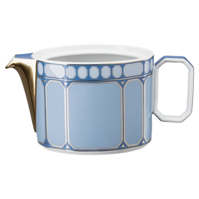 Signum-theepot van porselein, klein, blauw Signum-theepot van porselein, klein, blauw
